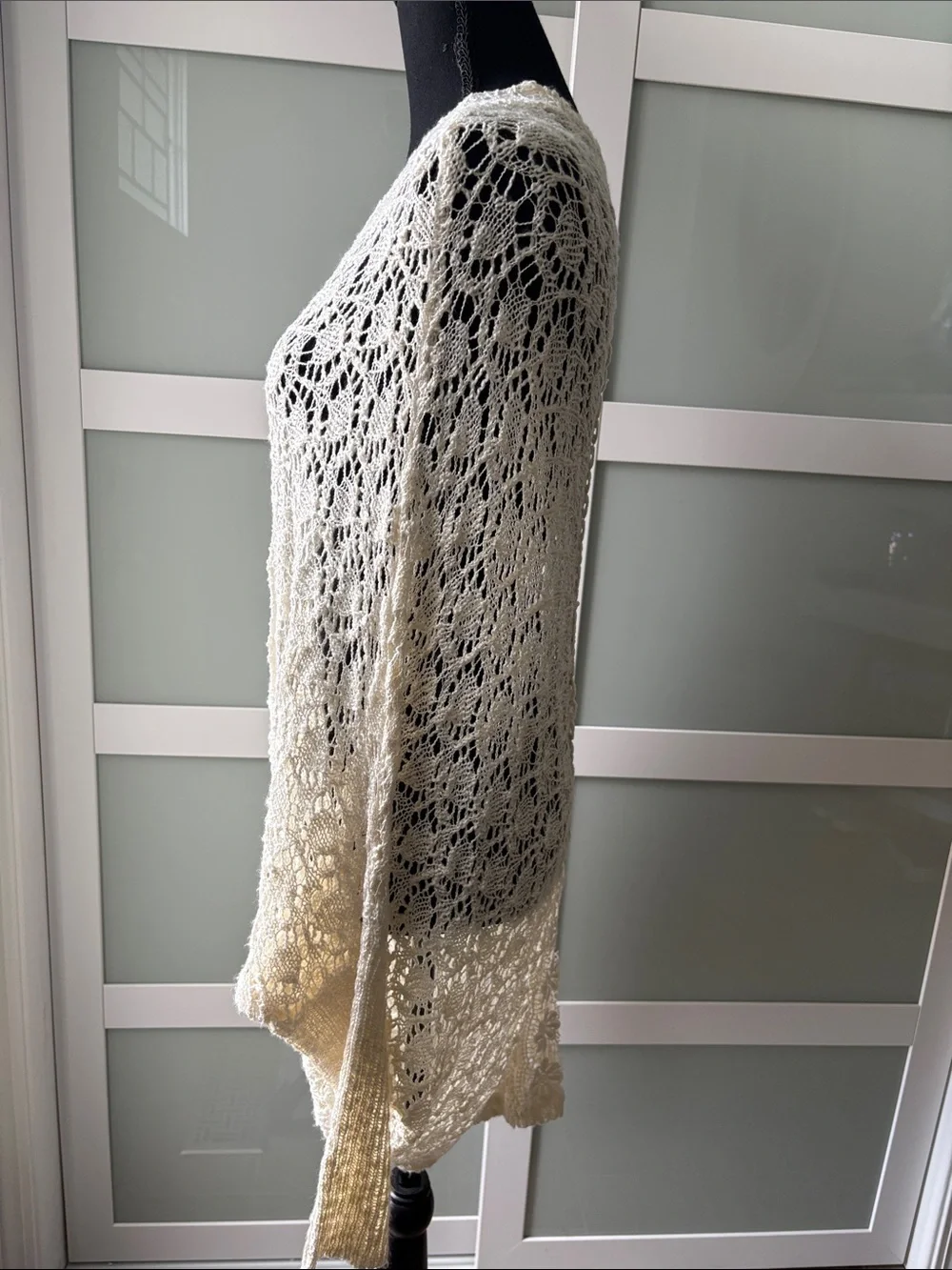 Maurices Cream Open-Knit Crochet Cardigan